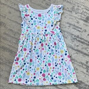 wonder nation White Floral Dress with Pink, Yellow & Blue Flowers